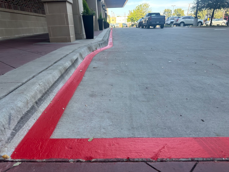 red parking lot paint